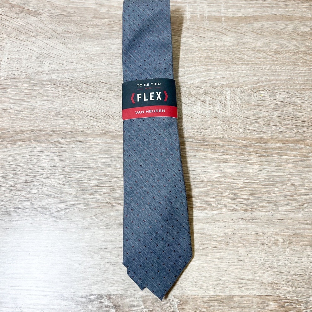 Van Heusen To Be Tied With Flex Men's Grey Tie, New with Tags